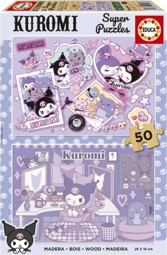 Educa drewniane puzzle Kuromi 2×50 elementów