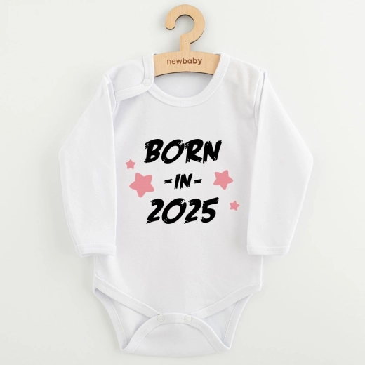 Dziecięce body z nadrukiem New Baby Born in 2025 różowe 86