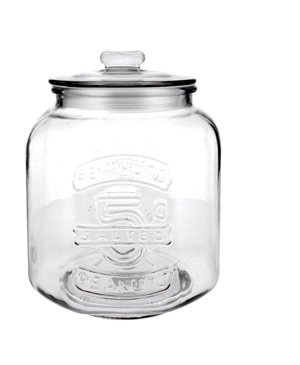 Szklany słoik 3,4 l ze szklaną pokrywką i napisem