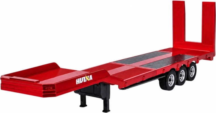 Funkcjonalna trójosiowa naczepa platformowa do transportu modeli
