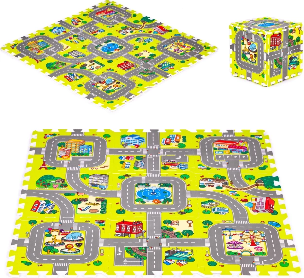 Piankowa mata do zabawy miasto – 9 elementów 90,5 × 90,5 cm IPLAY