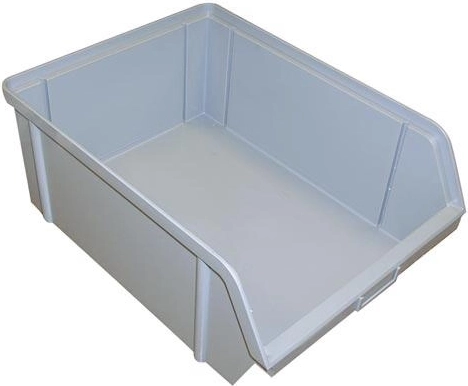 Pojemnik magazynowy skośny 150 × 100 × 70 mm, 3 kg, szary, tworzywo sztuczne