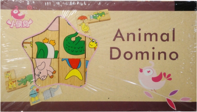 Drewniane domino ze zwierzątkami