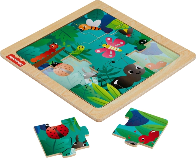 Drewniane puzzle Fisher-Price Owady w lesie, 10 elementów