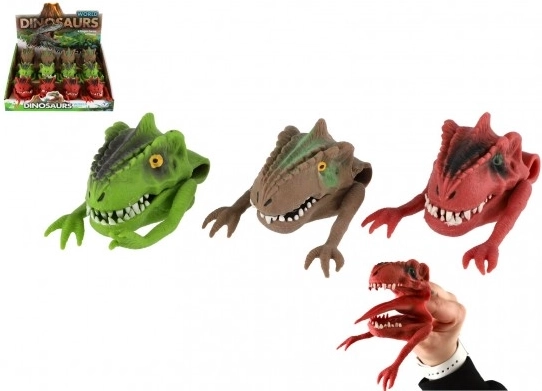 Silikonowa pacynka na palec – dinozaur, 3 kolory