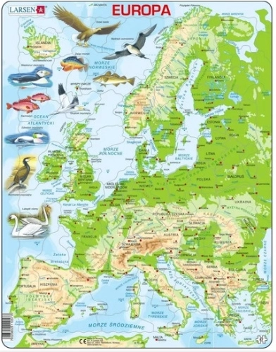 Puzzle Larsen – fizyczna mapa Europy