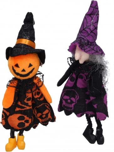 Dekoracja na Halloween wiedźma i strach na wróble do zawieszenia