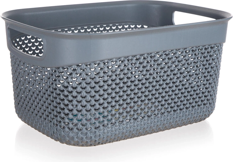 Plastikowy koszyk w stylu rattanowym, antracytowy, 6,6 l