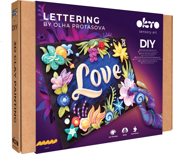Okto lettering – zestaw plastyczny do malowania masą „LOVE” 30 × 40 cm