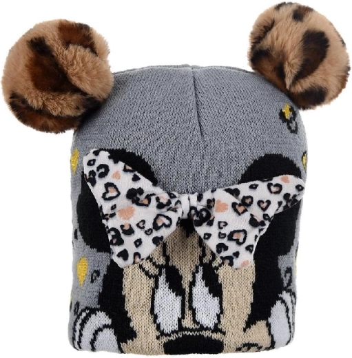 Szara czapka Minnie z polarową podszewką