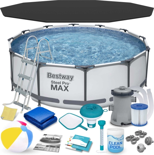 Ogrodowy basen stelażowy 366 × 100 cm zestaw 17w1 BESTWAY