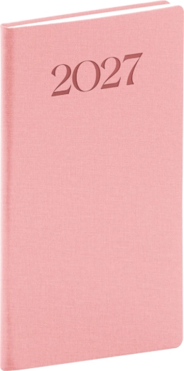 Notique kieszonkowy kalendarz Biella 2027 różowy 9 × 15,5 cm