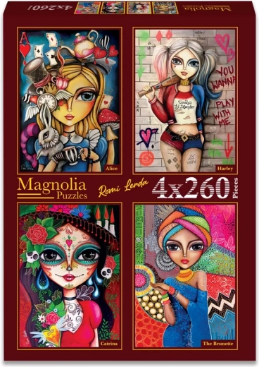 Puzzle Magnolia Alenka, Harley, Catrina i Bruneta 4×260 elementów