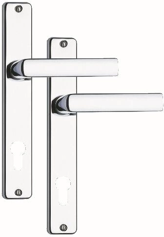 Klamka drzwiowa ze szyldem 90 mm pod wkładkę, satynowy chrom/stal nierdzewna