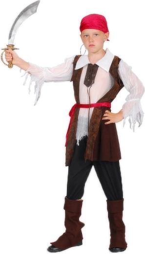 Kostium karnawałowy pirat dla dzieci rozmiar M (120–130 cm) - 1 sztuka