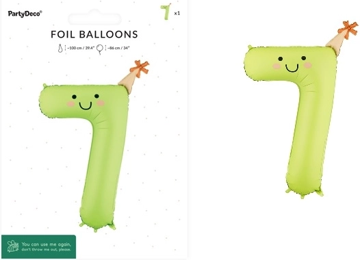 Balon foliowy cyfra 7 jasnozielony 86 cm