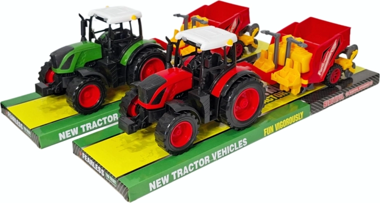 Traktor z doczepianym rozsiewaczem