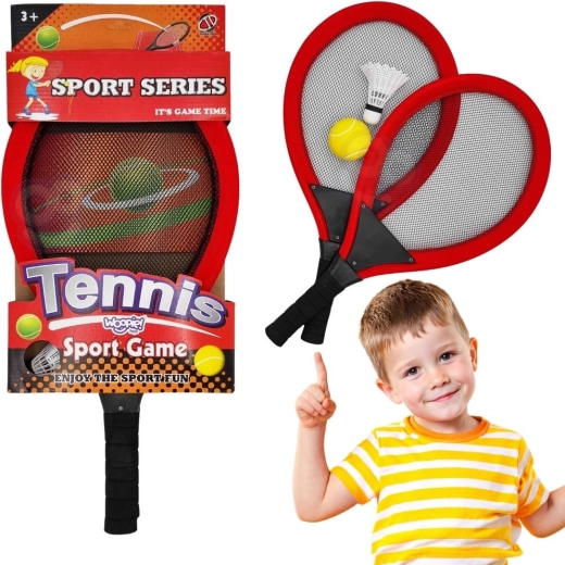 WOOPIE duże rakiety tenisowe i badmintonowe dla dzieci z zestawem piłki i lotki