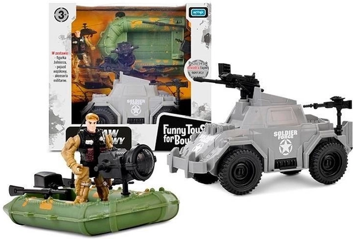 ToysForBoys wojskowy zestaw do zabawy z łodzią, pojazdem bojowym i figurką żołnierza