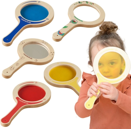 Masterkidz zestaw 5 drewnianych paletek z kolorowymi soczewkami i lupą