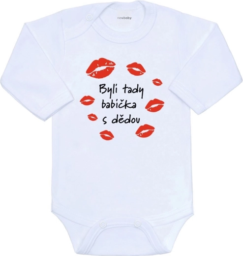 Body dziecięce z nadrukiem New Baby Byli tu babcia z dziadkiem, długi rękaw