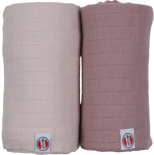 Lodger Swaddler Solid bawełniana otulająca pieluszka Powder/Rose 110 × 110 cm (2 szt.)