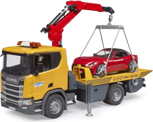 BRUDER Scania Super 560R laweta z roadsterem ze światłem i dźwiękiem