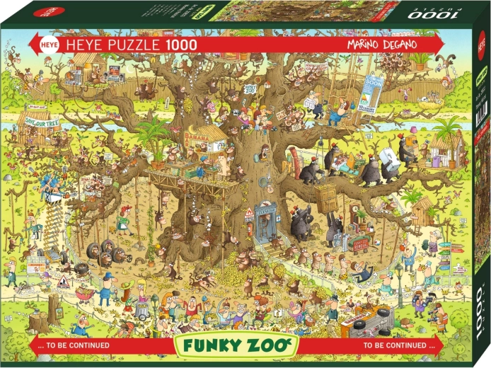 Puzzle HEYE Szalone ZOO: Wybieg małp, 1000 elementów