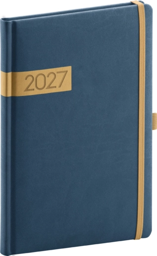Notique Twill tygodniowy terminarz 2027 niebiesko-złoty 15 × 21 cm