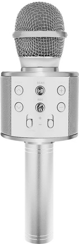 Bezprzewodowy mikrofon karaoke Bluetooth z wbudowanym głośnikiem – Srebrny