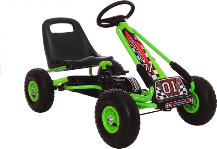 Gokart na pedały A-15 z pompowanymi kołami – Zielony