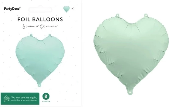 Foliowy balon serce 45 cm matowa zieleń