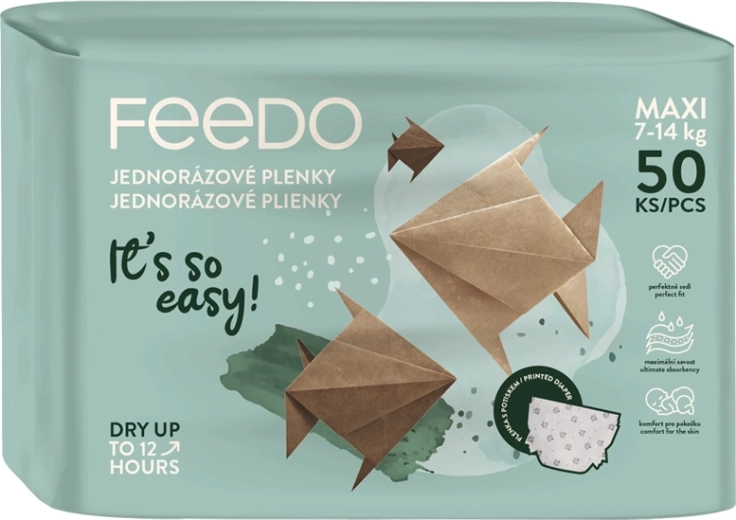 Jednorazowe pieluchy FEEDO maxi (7–14 kg) – 50 szt.