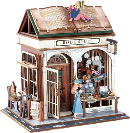 3D drewniany model do składania księgarnia 14,5 × 16 × 18 cm