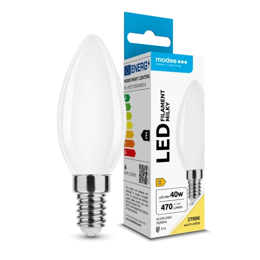 Żarówka LED Modee Filament Milky Candle C35 4 W E14, 430 lm, ciepła biała