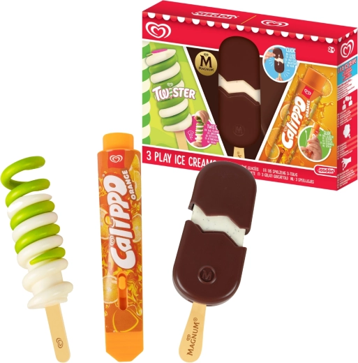 Casdon zestaw 3 lodów do zabawy Twister, Magnum i Calippo