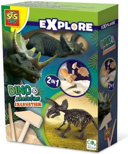 SES Creative Explore Dino fosylia 2w1 – triceratops (wykopaliska i składany szkielet)