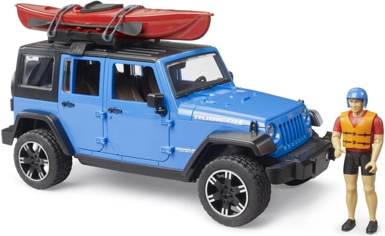 Bruder Jeep Wrangler Rubicon z kajakiem i figurką w skali 1:16
