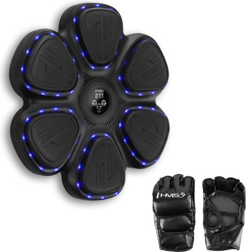 Elektroniczna tarcza bokserska HMS z LED i Bluetooth, w zestawie z rękawicami