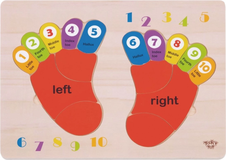Drewniane edukacyjne puzzle TOOKY TOY - Nauka liczb i kolorów