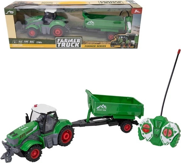 Zabawny RC traktor z przyczepą