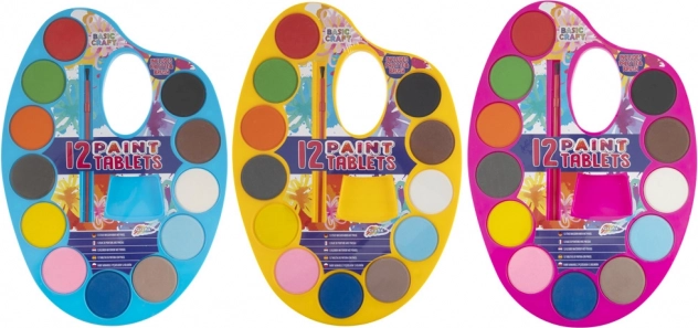 Grafix paleta z farbami wodnymi 12 szt. żółta