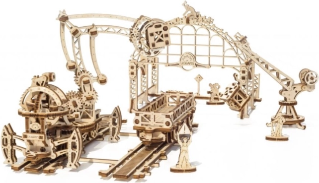 Ugears drewniane mechaniczne puzzle Mechanical Town Terminal kolejowy