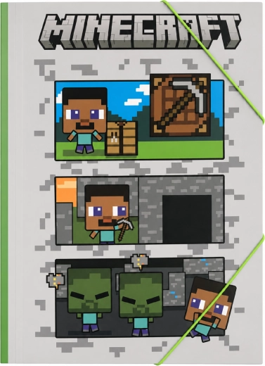 Teczka na zeszyty Minecraft A4 z gumką – szara
