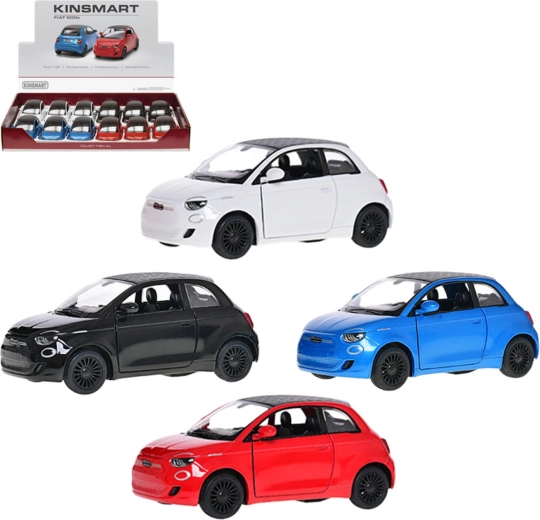 Kinsmart metalowy model auta Fiat 500e 1:28 z napędem wstecznym (pull-back) - 1 sztuka