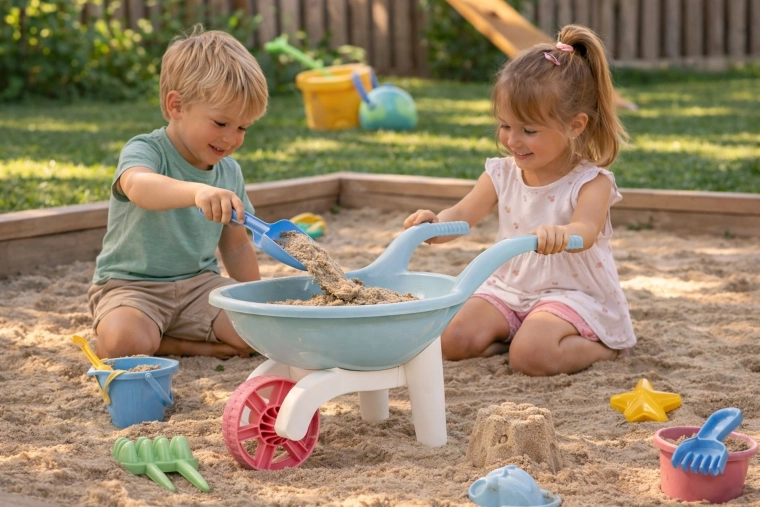 Zabawa w ogrodzie i w piasku