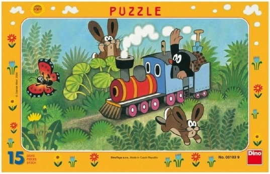 Dino papierowe puzzle Krecik i lokomotywa