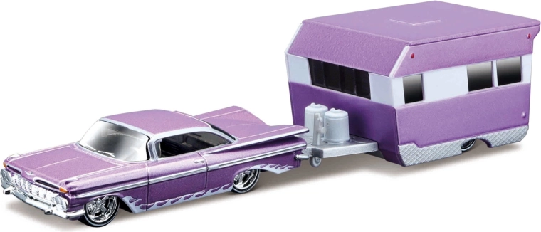 Maisto Design Tow & Go 1959 Chevrolet Impala z przyczepą kempingową Alameda 1:64