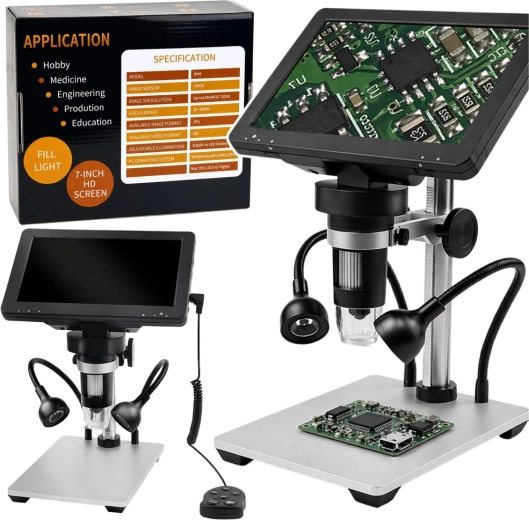 Cyfrowy mikroskop edukacyjny z 7" wyświetlaczem LCD i powiększeniem 1200×