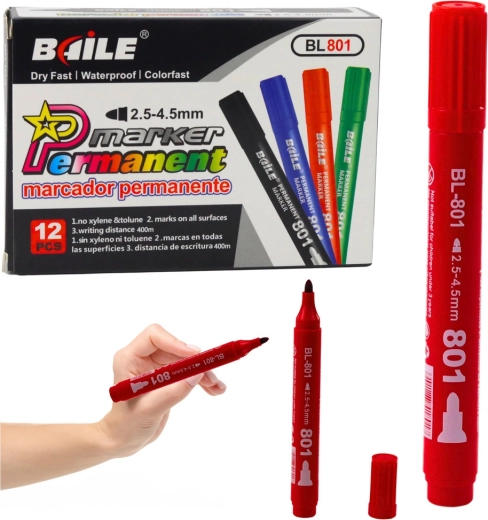 czerwony permanentny wodoodporny marker 2,5–4,5 mm